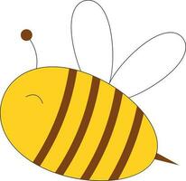 Brown And Yellow Bee Icon In Flat Style. vector