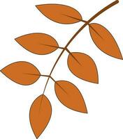 Orange Leaves Stem Icon In Flat Style. vector