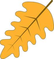 Flat Oak Leaf Icon In Yellow Color. vector