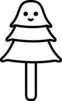 Cute Pine Tree Black Thin Line Art Icon. vector