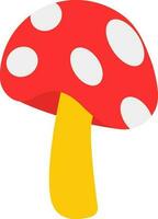 Red And White Mushroom Plant Flat Icon. vector