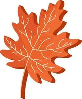 Orange Maple Leaf Element In 3D Style. vector