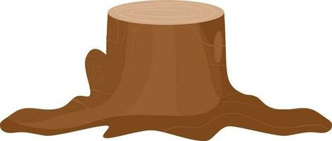 Isolated Brown Tree Stump Element In Flat Style. vector