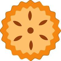 Orange And Brown Pie Icon In Flat Style. vector
