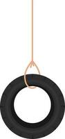 Flat Illustration Of Tire Hanging Element. vector