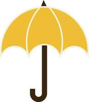 Open Umbrella Element In Yellow And Brown Color. vector