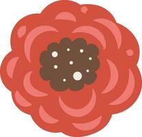 Top View Of Red Flower Flat Element. vector