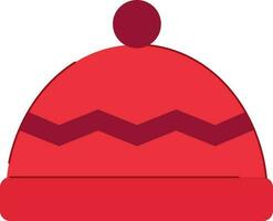 Isolated Red Beanie Hat Icon In Flat Style. vector