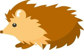 Cute Porcupine Or Hedgehog Character Icon In Brown Color. vector