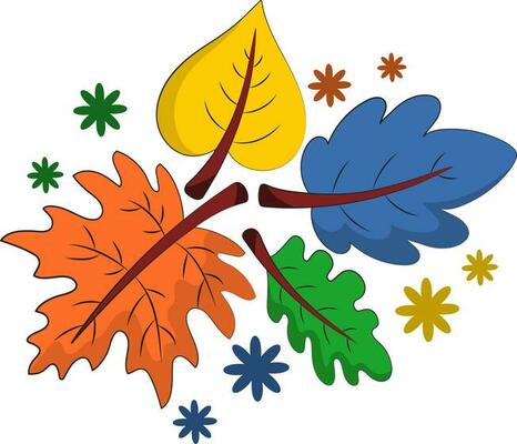 Autumn Leaves Decorative White Background.