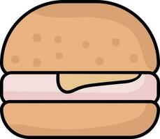 Flat Style Burger Icon In Orange Color. vector