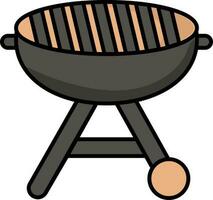 Barbecue Icon In Black And Brown Color. vector
