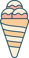 Ice Cream Cone Icon In Red And Orange Color. vector