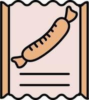 Sausage Package Icon In Orange And Pink Color. vector