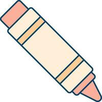 Red And Orange Crayon Icon In Flat Style. vector