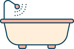 Bathtub Icon In Red Color. vector