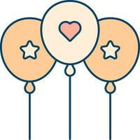 Star And Heart Balloons Icon In Orange And Red Color. vector