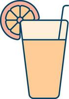 Lemon Or Orange Juice Glass With Straw Icon In Red And Orange Color. vector