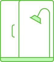 Cubicle Bathroom Shower Icon In White And Green Color. vector