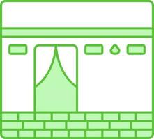 Green And White Illustration Of Kaaba Icon. vector