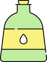 Isolated Attar Bottle Flat Icon In Green And Yellow Color. vector