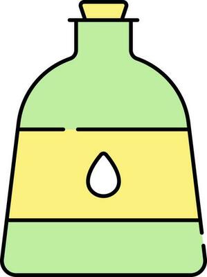 Isolated Attar Bottle Flat Icon In Green And Yellow Color.