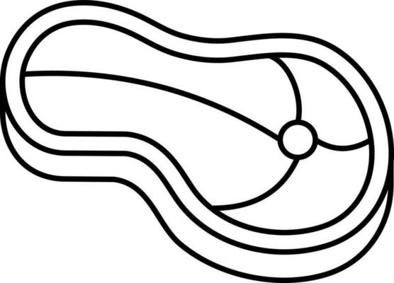 Isolated Beef Slice Icon In Black Line Art.