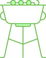 Isolated Bbq Grill icon In Green And White Color. vector