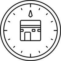 Black Linear Style Kaaba Direction Finder Compass Icon. vector