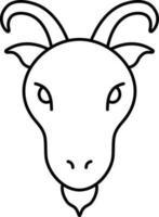 Cartoon Goat Head Icon In Linear Style. vector