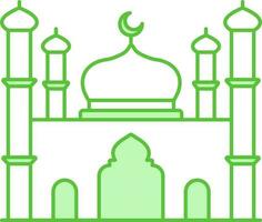 Green And White Illustration Of Mosque Flat Icon. vector