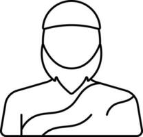 Faceless Cartoon Muslim Man Icon In Black Line Art. vector