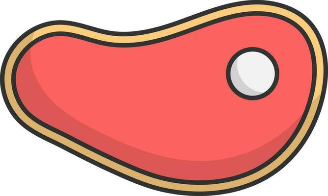 Isolated Beef Slice Icon In Flat Style.