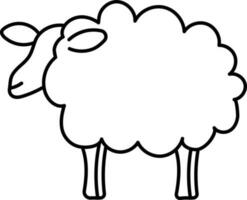 Isolated Cartoon Sheep Icon In Line Art. vector