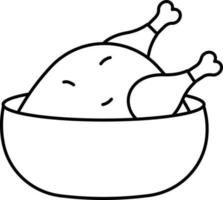 Illustration Of Bowl With Chicken Icon. vector