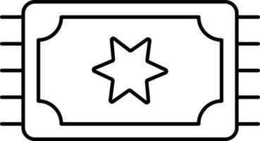 Ticket Icon Or Symbol In Black Outline. vector