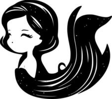 Mermaid - Black and White Isolated Icon - Vector illustration