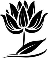 Lotus Flower - Black and White Isolated Icon - Vector illustration