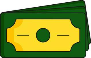 Flat Style Stack Money Icon In Yellow And Green Color. vector