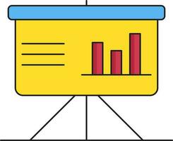 Three Level Bar Graph Presentation Board On Tripod Icon In Flat Style. vector