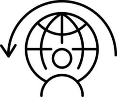 Customer Global Connection Icon In Line Art. vector