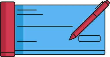 Checkbook With Pen Icon In Red And Blue Color. vector