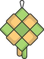 aislado ketupat colgar icono en plano estilo. vector