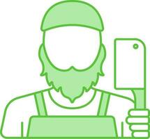 Cartoon Muslim Man Holding Knife Icon In Flat Style. vector