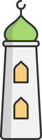 aislado mezquita alminar icono o símbolo en blanco antecedentes. vector