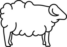 Isolated Cartoon Sheep Icon In Line Art. vector