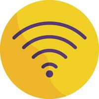 Flat Wifi Button Icon In Purple And Yellow Color. vector