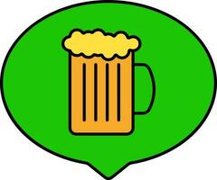 Beer Message Bubble Icon In Green And Orange Color. vector