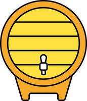 Yellow And Orange Beer Tap Barrel Flat Icon. vector