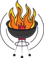 Firing Barbeque Kettle Over Circle Background. vector